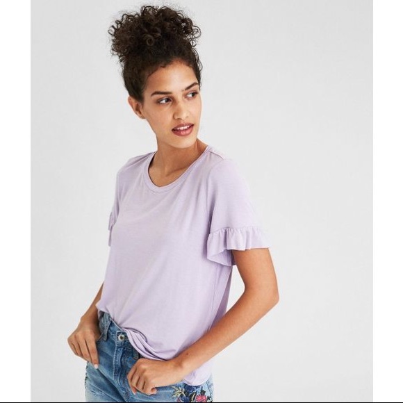 ~SOLD~ American Eagle Ruffled-Sleeve Tee - Picture 1 of 5